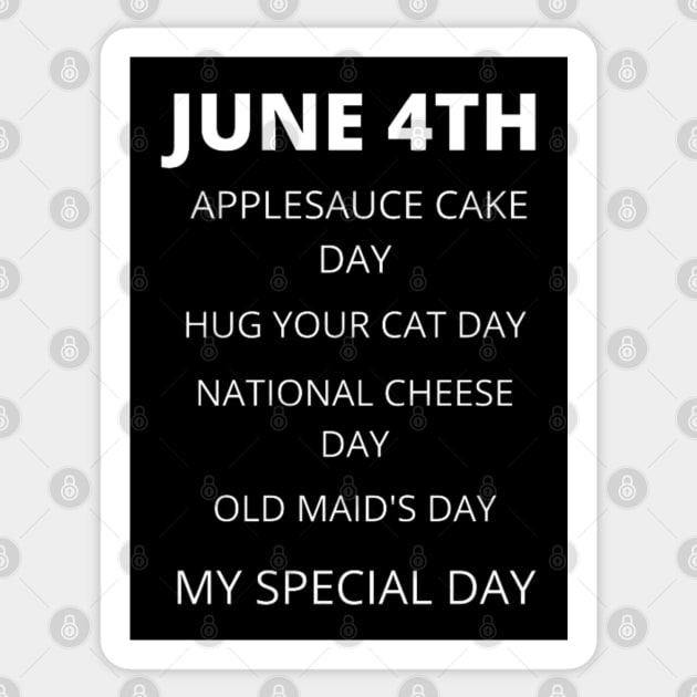 June 4th birthday, special day and the other holidays of the day. Sticker by Edwardtiptonart